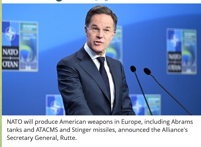 amborin's tweet photo. Initially, the US wanted to destroy Germany & the EU as economic competitors.  Now, the US envisions Germany and the EU as its military proxies and consequently as demolished battlefields.

"NATO will produce American weapons in Europe, including Abrams tanks and ATACMS and Stinger missiles"
