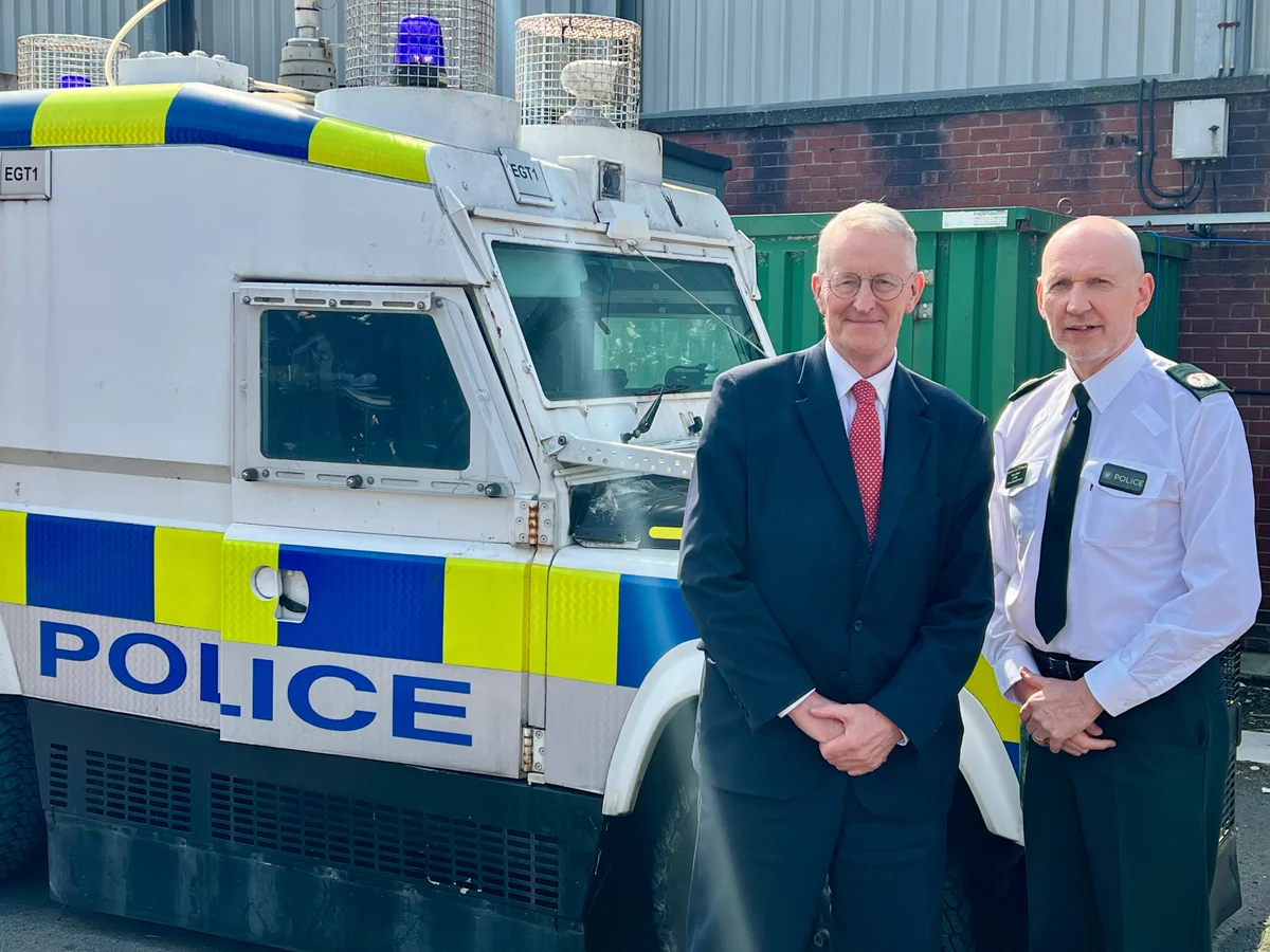 Secretary of State meeting with Assistant Chief Constable at Newtownabbey Police Station