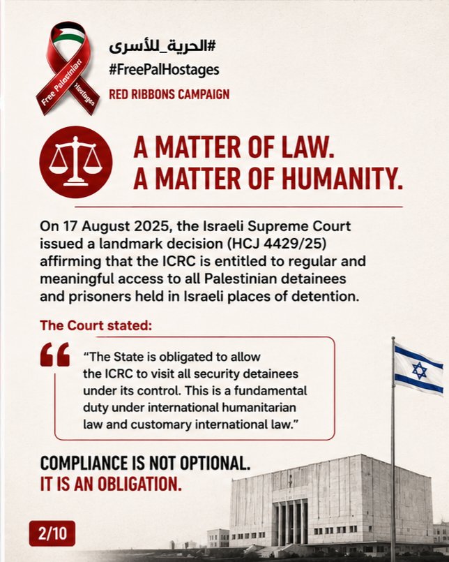 RedRibbonsCmpn's tweet photo. An urgent Open Letter to @ICRC.
We call on @ICRC, @BritishRedCross, @IFRC, @PalestineRCS and to help restore immediate, regular and meaningful humanitarian access to Palestinian hostages and prisoners held in Israeli custody.

#FreePalHostages
#FREEPALESTİNE https://t.co/CplmV9Oc4R