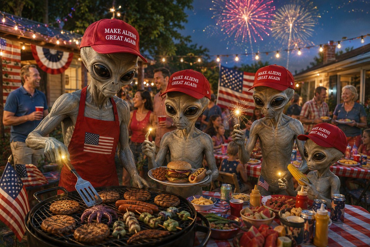 gmjflexible1's tweet photo. @MoAFaz_Sol I'm still in the game, playing hard, when I win
I will let you know; there will be signs.
For now, I'm enjoying a BBQ with my $Maga Alien friends. https://t.co/7oN5FJz3XU