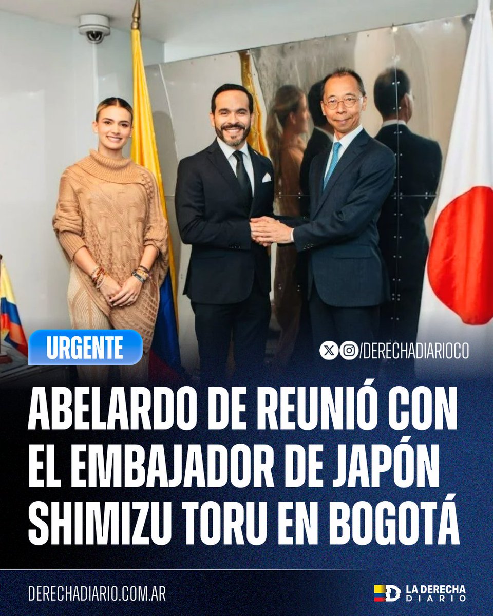 DerechaDiarioCO's tweet photo. 🚨🇨🇴🇯🇵 | El presidente electo Abelardo de la Espriella se reunió en Bogotá con el embajador de Japón, Shimizu Toru, junto al ministro de Comercio designado, Mauricio Gómez Amín.

El encuentro permitió avanzar en el Acuerdo de Asociación Económica entre Colombia y Japón, una iniciativa que busca estrechar los lazos comerciales y generar nuevas oportunidades para la economía colombiana.