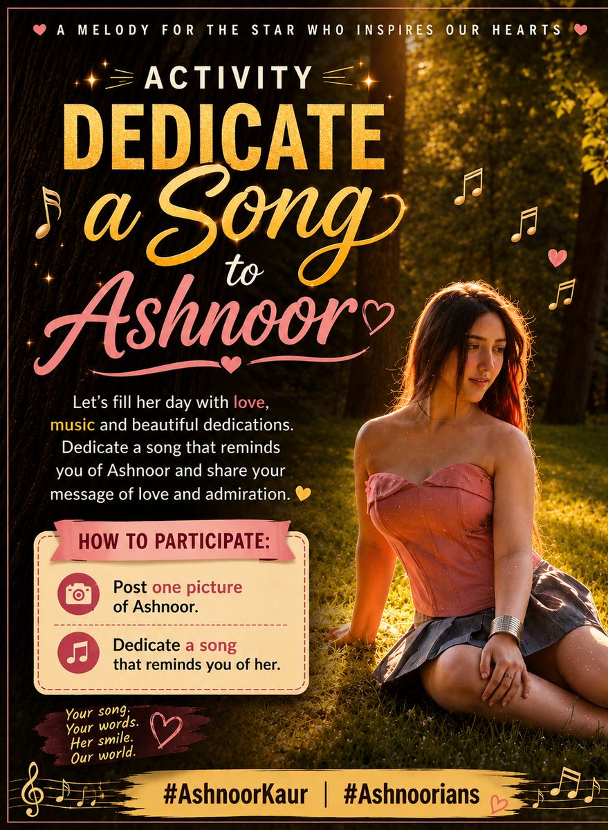 vanshie__'s tweet photo. 🎶 Dedicate a song to Ashnooriee🤍✨
Post a picture of Ashnoor, share the song lyrics that remind you of her in that pic, and tag her. 🦋
Let’s fill the timeline with love and melodies for our cutiee✨

[#AshnoorKaur #Ashnoorians] https://t.co/tYXLNlLiyE