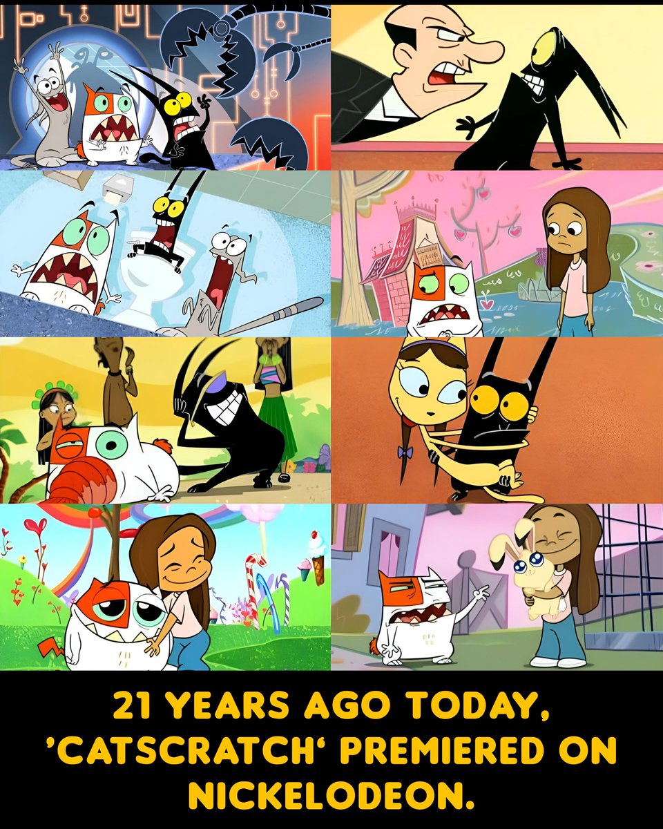 cartoonvibes26's tweet photo. 21 years ago today, Catscratch premiered on Nickelodeon.

Based on Doug TenNapel's comic Gear, Catscratch followed the hilarious adventures of three eccentric millionaire cats—Mr. Blik, Gordon, and Waffle—after inheriting their owner's fortune. Known for its bizarre humor, unpredictable stories, and unique animation style, the series stood out as one of Nickelodeon's most underrated cartoons of the 2000s. Although it only ran for one season, Catscratch earned a loyal fanbase that still remembers its quirky characters and unforgettable comedy. Even after 21 years, it remains a nostalgic favorite for many animation fans.

Did you watch Catscratch growing up? What's your favorite episode or character?