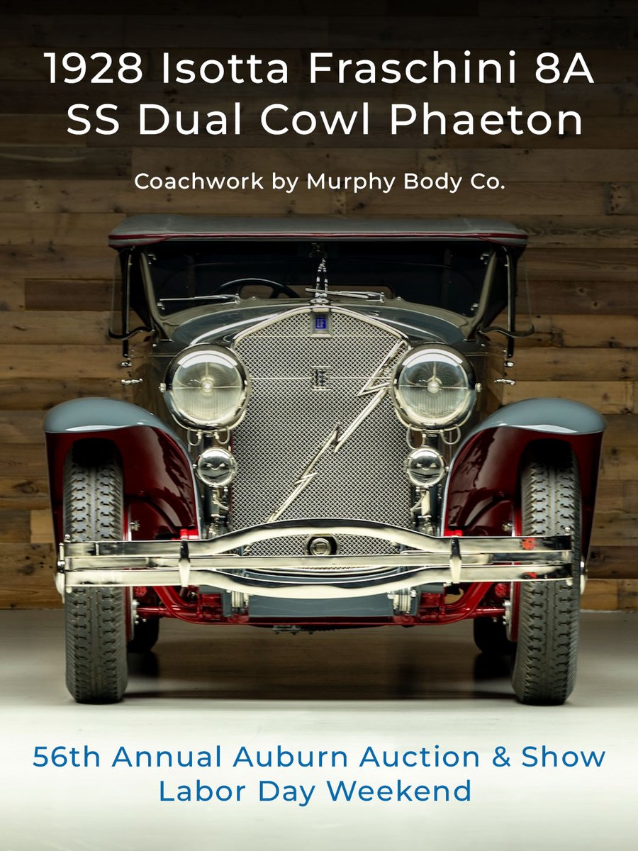 KruseAuctions's tweet photo. Custom American coachwork meets historic Italian racing pedigree. This 1928 Isotta Fraschini 8A SS Dual Cowl Phaeton is 1 of just 950 ever built. https://t.co/zKBZM7CvKl