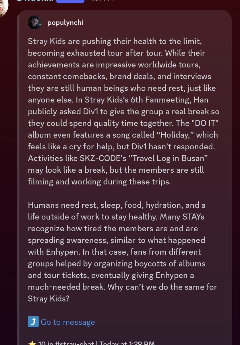 chuuchaos's tweet photo. i agree w/ this entire sentiment  , but asking why cant stays boycott is so funny bc you think stayville cares? majority of stays dgaf, they just want content, doesnt matter if its at skz's expense ;
ask stays to boycott an album &amp; count how many will call you smth derogatory https://t.co/kc672lhzKk