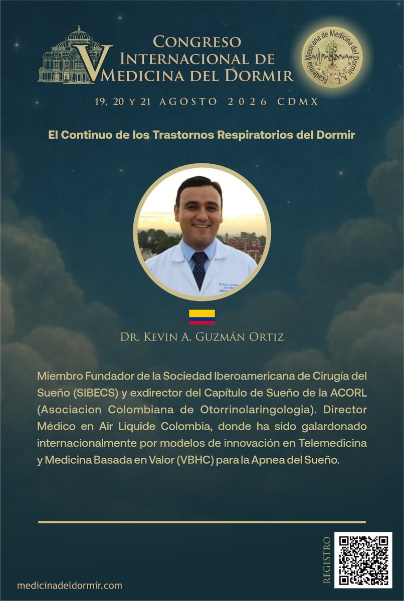 AMMDMexico's tweet photo. V Congreso Internacional de Medicina del Dormir.
II Encuentro Dental de Medicina del Dormir.
El continuo de los trastornos respiratorios del dormir.
Dr. Kevin A. Guzmán Ortiz
https://t.co/6x8heKoKWE
#AMMD
#academiamexicanademedicinadeldormir
#medicinadeldormir https://t.co/wMoNTUemGq