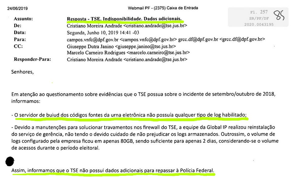 ZenithAzael's tweet photo. 🚨GRAVE: TSE JÁ CONFESSOU FALTA TOTAL DE LOGS 

Em resposta oficial à Polícia Federal, o TSE JÁ ADMITIU: O servidor que compila o código-fonte das urnas eletrônicas não possui QUALQUER tipo de log habilitado.

Impossível auditar. Impossível investigar. Impossível CONFIAR! https://t.co/At1rvmZdtA