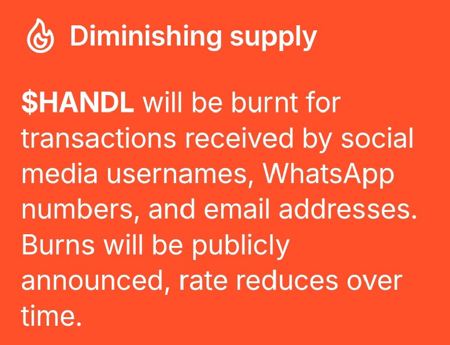 Kabodzz's tweet photo. Day three 3️⃣  of posting Random facts about @HandlPay until 2.0 goes live

DID YOU KNOW 
That handl pay total supply will keep reducing over time ? 

The Handl pay token  $HANDL will be burnt everytime a payment is received via social media or emails. https://t.co/ptUsFrhOhw