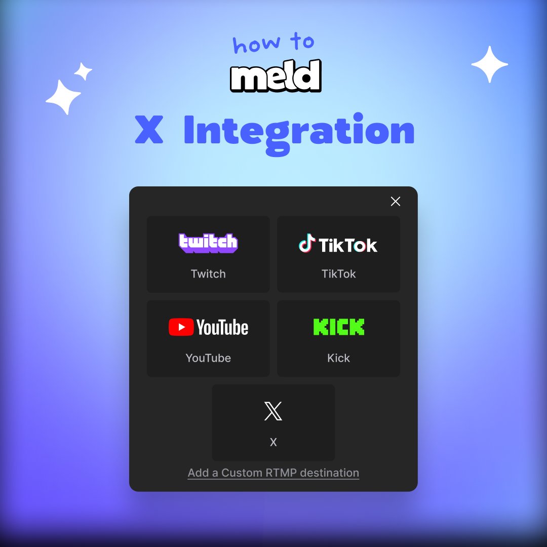 StreamWithMeld's tweet photo. Streamers here's 3 reasons you should stream to X

1. X is literally paying people to stream right now.
2. your clips and your stream live in the same place.
3. turn your current followers into viewers without making them go anywhere. https://t.co/BaFw2MTmJl