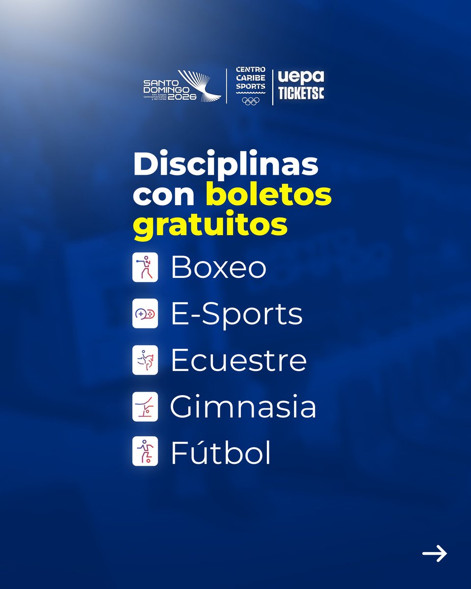 SDQ2026's tweet photo. Las boletas para las competencias de #SantoDomingo2026 ya están disponibles. Vive la emoción de los Juegos y asegura tu acceso a los momentos que harán historia. 🔥

Conoce el proceso y adquiere las tuyas en https://t.co/3enrY0p871. 💙❤️

¡Nos vemos en las gradas! https://t.co/MqbNZJc70l