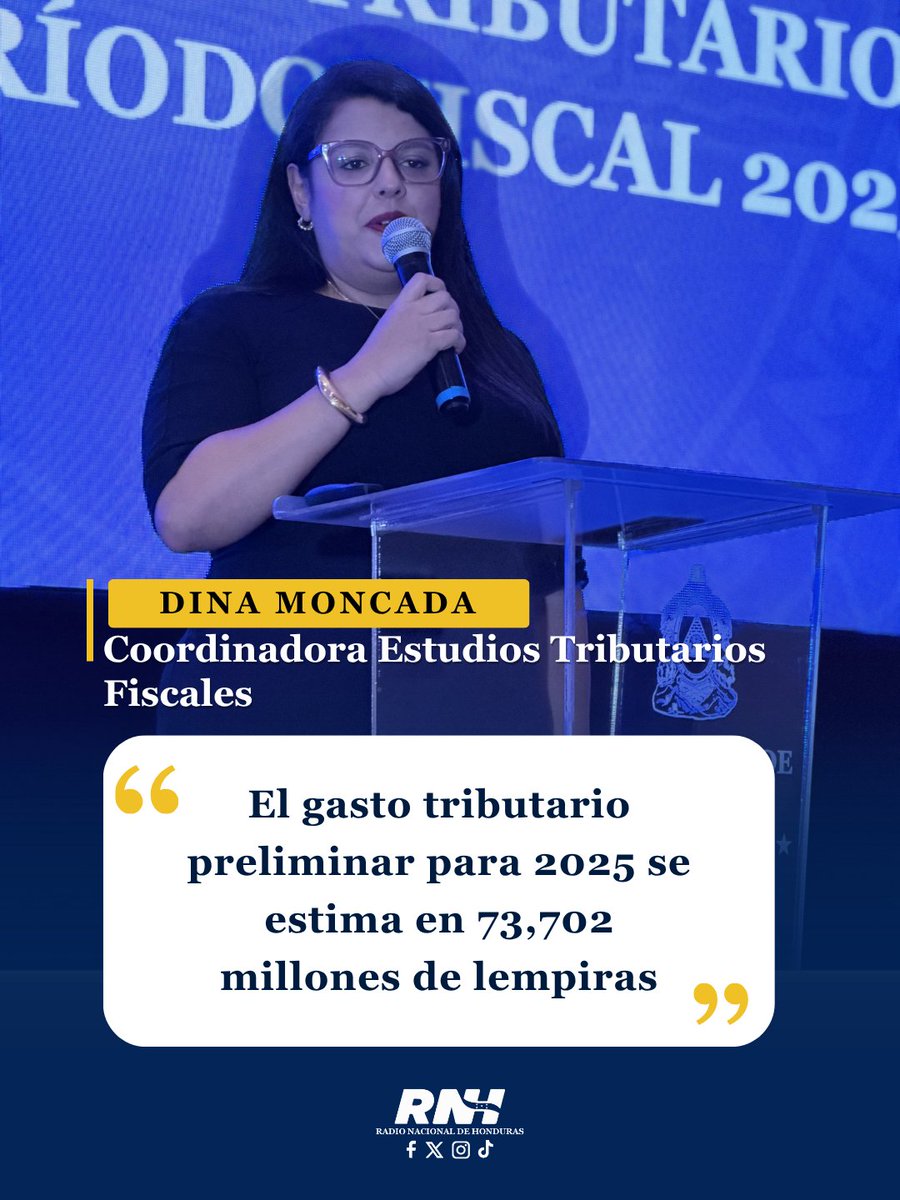 RTNH_Oficial's tweet photo. 💰📊 La coordinadora de Estudios Tributarios Fiscales, Dina Moncada, informó que el gasto tributario preliminar para 2025 se estima en L73,702 millones, una diferencia de L11,254.96 millones respecto a la proyección de 2024.
#RNH #SEFIN #GastoTributario #TransparenciaFiscal https://t.co/tjiYr3s9k3