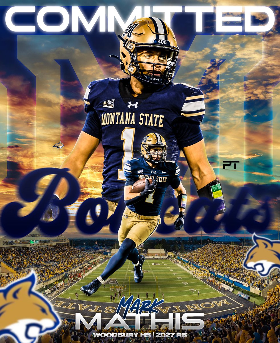 Mark_Mathis1's tweet photo. I am beyond excited to announce my Commitment to Montana State University!!! @MSUBobcats_FB 
@bvigen @CoachJFirm @CoachJ_Walsh 

#Committed #JuiceSquad #AGTG 
💛💙🏠🤠😼 https://t.co/l11flYLAVu