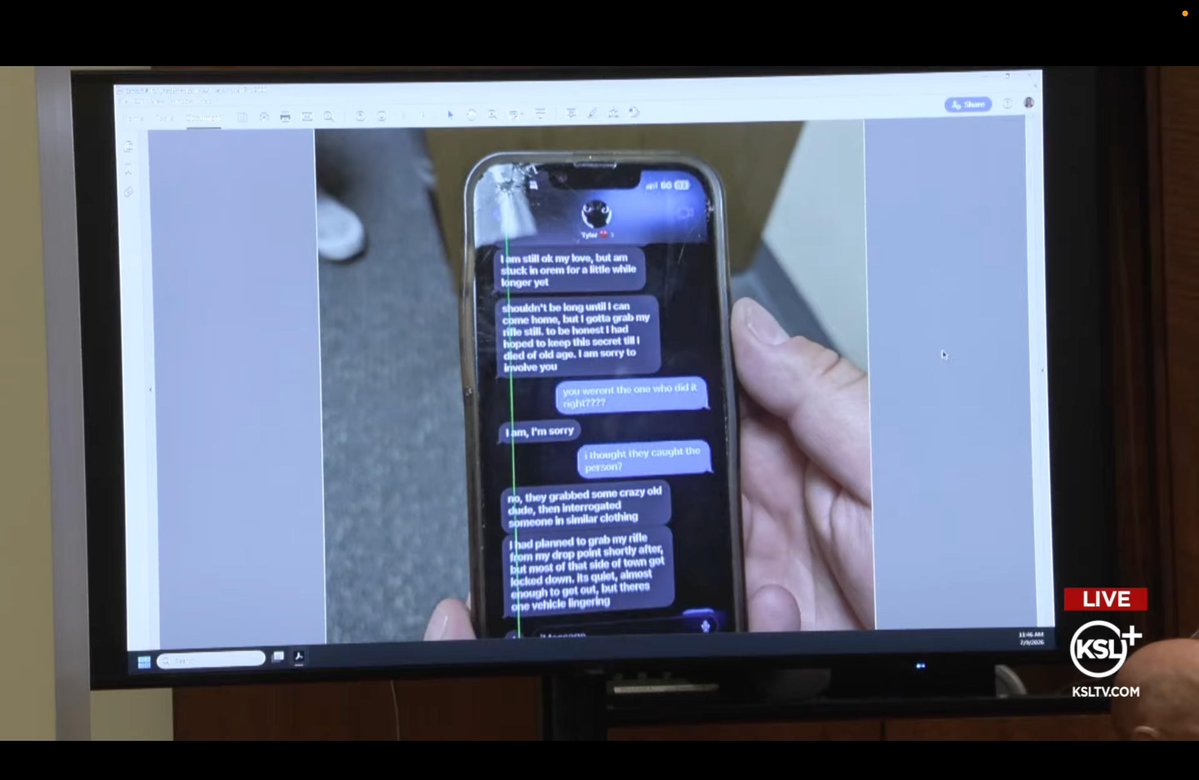 AndrewKolvet's tweet photo. Here are images of the text messages exchanged between Tyler Robinson and Lance Twiggs which includes his confession and attempt to retrieve his rifle. https://t.co/CLd6pW2xAO