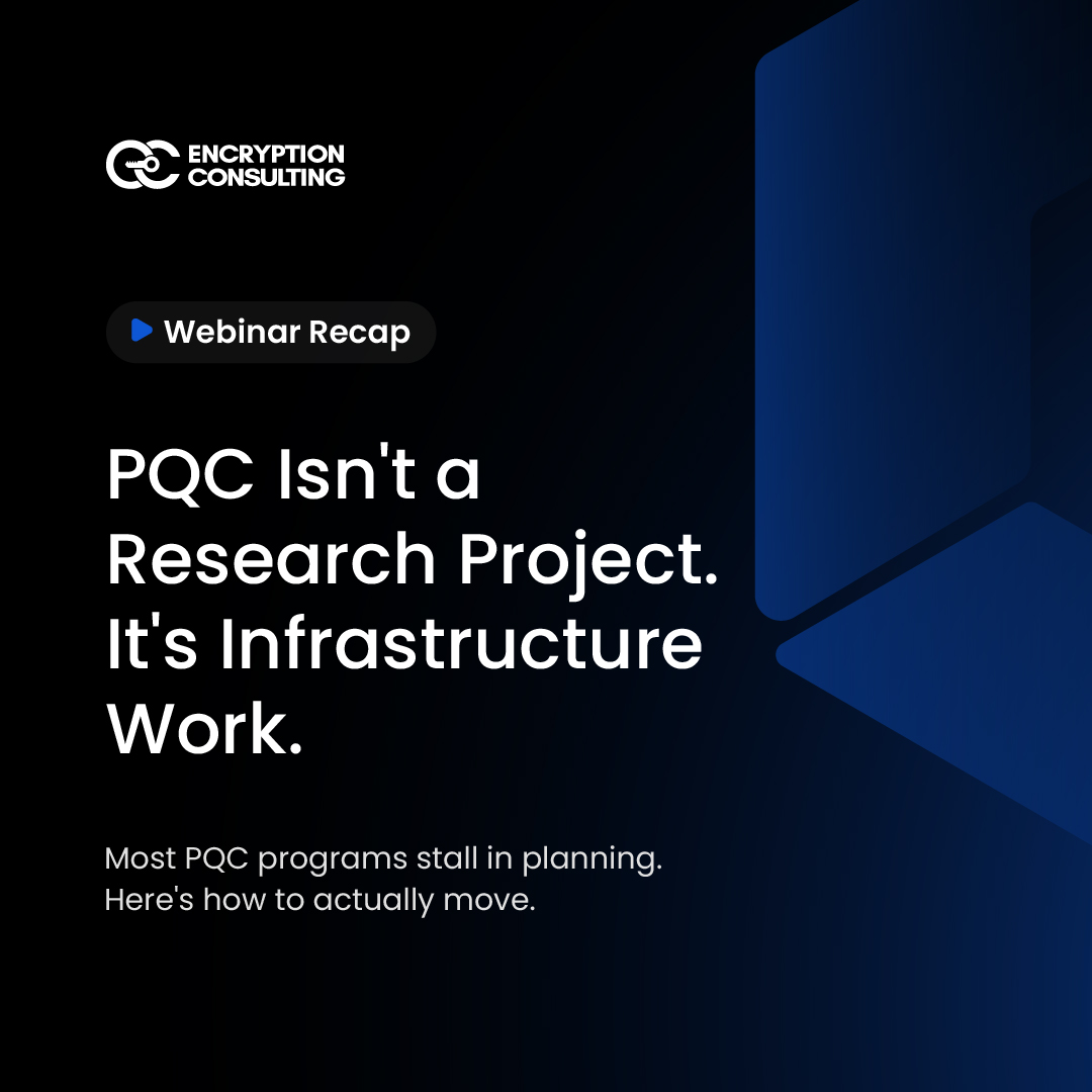 encryptioncons's tweet photo. Most PQC programs stall at the planning phase.

Not because teams don't understand the threat, but because they treat it as a research project instead of an infrastructure upgrade. Meanwhile, cryptographic debt is already impacting reliability and compliance.

Our last session cut through the "wait and see" narrative and focused on what actually delivers progress. Visibility gaps, centralized control, risk-based prioritization, automated workflows, and the KPIs that measure real progress.

Save these for your next PQC review.

Watch the full recording here: https://t.co/zKYHxP6IXX

Drop a comment or DM us if you want to talk through where your PQC program is stuck. 👇

#PostQuantumCryptography #PQC #Cryptography #CyberSecurity