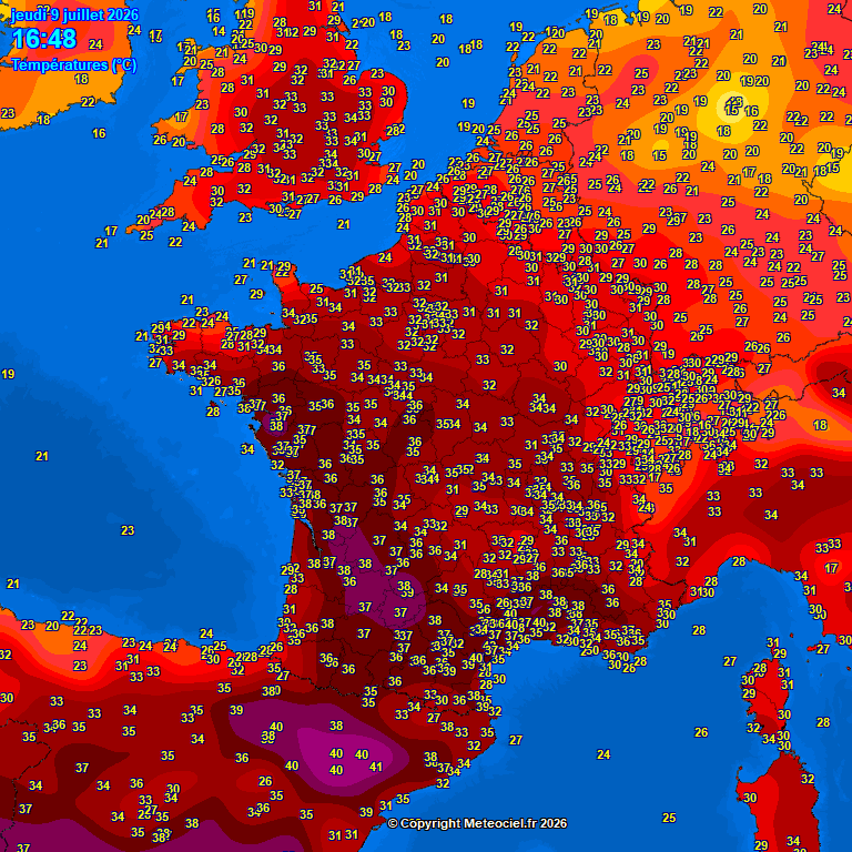 extremetemps's tweet photo. HISTORIC HEAT WAVE IN FRANCE
MINIMUM 30.6 at Vives
HOTTEST NIGHT EVER RECORDED IN FRANCE

Monthly records today 
42.4 Fitou all time
41.2 Narbonne
41.1 Lodeve
40.9 Perpignan
40.6 St Jean
40.4 Eus
39.2 Caixas 
38.9 Le Perthus https://t.co/WKuh3ypl7M