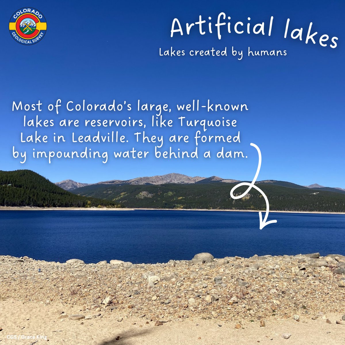COGeolSurvey's tweet photo. July is Lakes Appreciation Month! This is celebrated each year to express gratitude for lakes and ponds, which are an integral component of the water cycle. Colorado has hundreds of lakes, ponds, and reservoirs formed in a number of different ways. Swipe to learn more! https://t.co/6MCPcSLtDS
