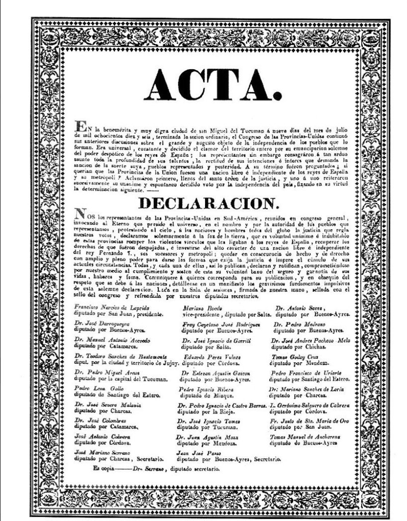 AlbanoDante76's tweet photo. Seis años después de la Revolución de Mayo de 1810, el 9 de Julio de 1816 los diputados de las Provincias Unidas del Sur declaran que "es voluntad unánime romper los violentos vínculos que los ligaban a los reyes de España". Acta de la independencia de la República Argentina. https://t.co/YeJzxF2Lad