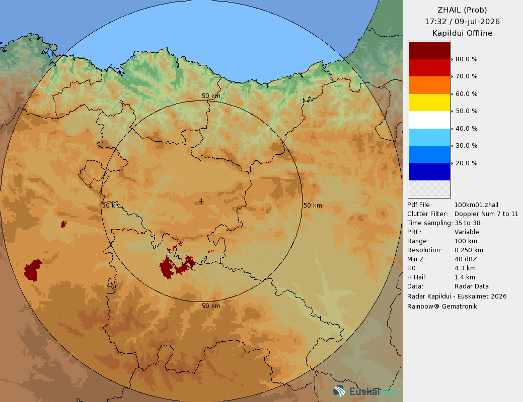 Euskalmet's tweet photo. #Orain #ahora
🌩 La tormenta está entrando por el sur de Álava. Podría venir acompañada de granizo. Precipitación acumulada en 10 minutos (l/m²):
Herrera 1.9 https://t.co/HRhLab4zDs