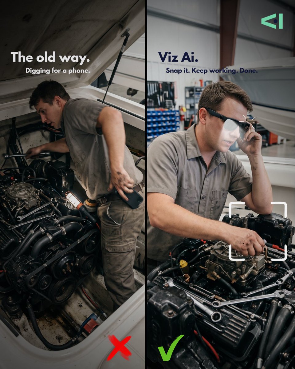 vizaitech's tweet photo. Every trip for a manual or a phone photo is unbilled time. Viz Ai turns it into a 5-second voice command or a quick tap of a button. No walking around, no scrambling for your phone.

#MarineService #ServiceTech #TechStartup https://t.co/G3qQMhIgiM