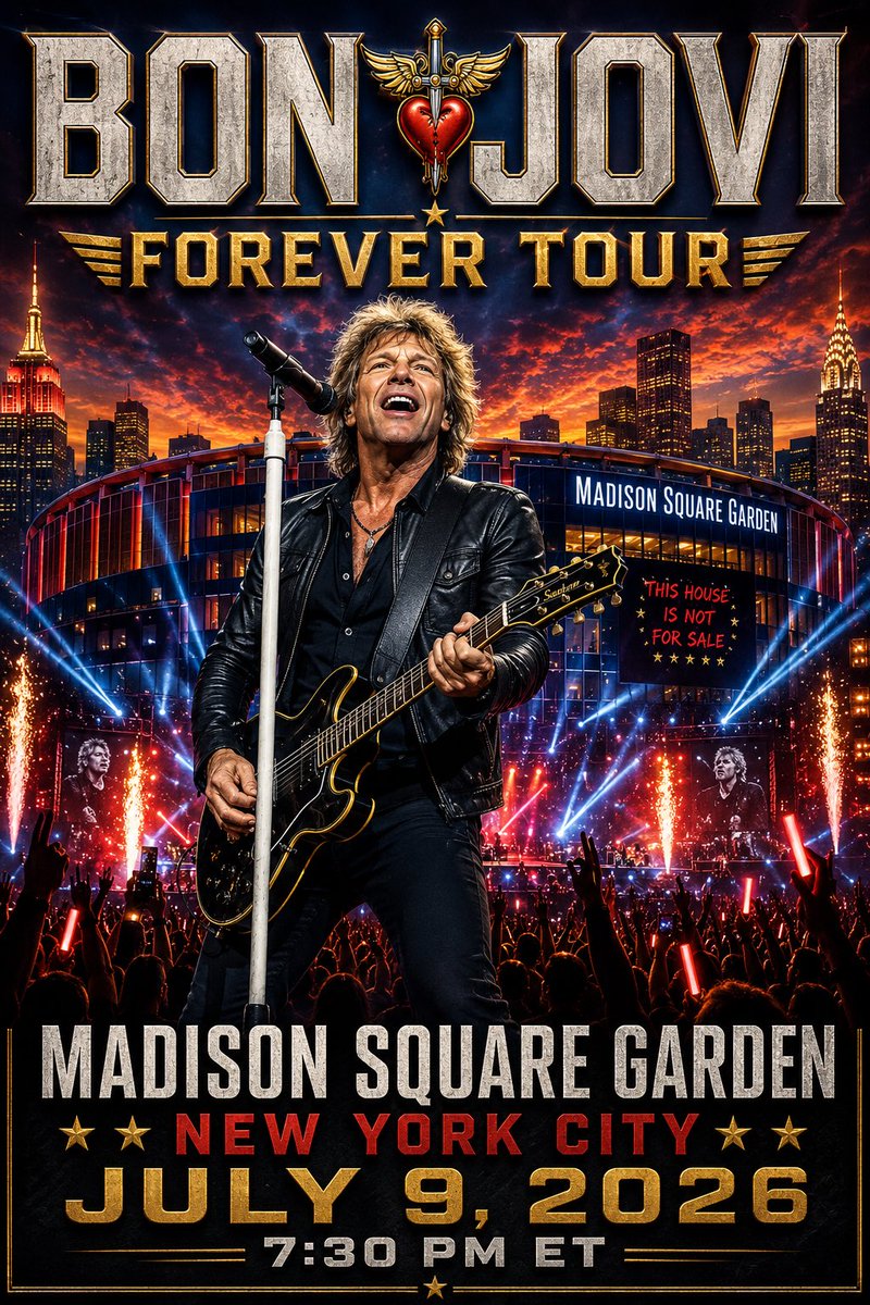 McCallsWeather's tweet photo. Anticipation Builds for Jon Bon Jovi’s Forever Tour at Madison Square Garden

Music enthusiasts are preparing for an evening of classic rock as Jon Bon Jovi and his band perform tonight at Madison Square Garden in New York City. Part of the Forever Tour, the concert begins at 7:30 PM ET. While excitement builds inside the venue, summer weather outside brings warm, humid conditions with a chance of showers or thunderstorms—elements that frequently accompany memorable live events in the city.

Weather Forecast for Attendees
Forecasts indicate daytime highs near 84–85°F (29°C) with elevated humidity. Scattered showers or thunderstorms are likely during the afternoon and may continue before 11:00 PM, with precipitation probabilities of 30–60%. Fans traveling to the venue should monitor real-time updates, allow extra time for delays, and carry a compact umbrella or light rain jacket. Light southerly winds will offer limited relief from the mugginess.

After the performance, skies are expected to turn mostly cloudy. Any remaining showers should diminish, though patchy fog may develop after 2:00 AM, affecting late-night visibility. Overnight lows will reach approximately 73°F (23°C). Attendees are advised to arrange reliable transportation and consult authoritative weather sources for the latest conditions.

The Enduring Legacy of Jon Bon Jovi
Formed in 1983 in Sayreville, New Jersey, Bon Jovi achieved global breakthrough with the 1986 album Slippery When Wet, propelled by the number-one hits “You Give Love a Bad Name” and “Livin’ on a Prayer.” The band has released 16 studio albums, sold more than 130 million records worldwide, and performed over 3,000 concerts across more than 50 countries before audiences exceeding 35 million fans.

Notable achievements include Rock and Roll Hall of Fame induction in 2018 and Songwriters Hall of Fame recognition in 2009. In 2006, Bon Jovi became the first rock band to top the Billboard country charts with “Who Says You Can’t Go Home.” Following vocal cord surgery and documented recovery, Jon Bon Jovi has returned with renewed strength on the Forever Tour. He has been married to high school sweetheart Dorothea Hurley since 1989 and is known for philanthropic work, including the Jon Bon Jovi Soul Kitchen community restaurant.

Tonight’s performance at one of the world’s premier venues offers fans a compelling celebration of resilience, timeless hits, and enduring rock legacy.

#BonJovi #ForeverTour #JonBonJovi #MadisonSquareGarden #LivinOnAPrayer #RockLegend #NYCConcert #ClassicRock #BonJovi2026