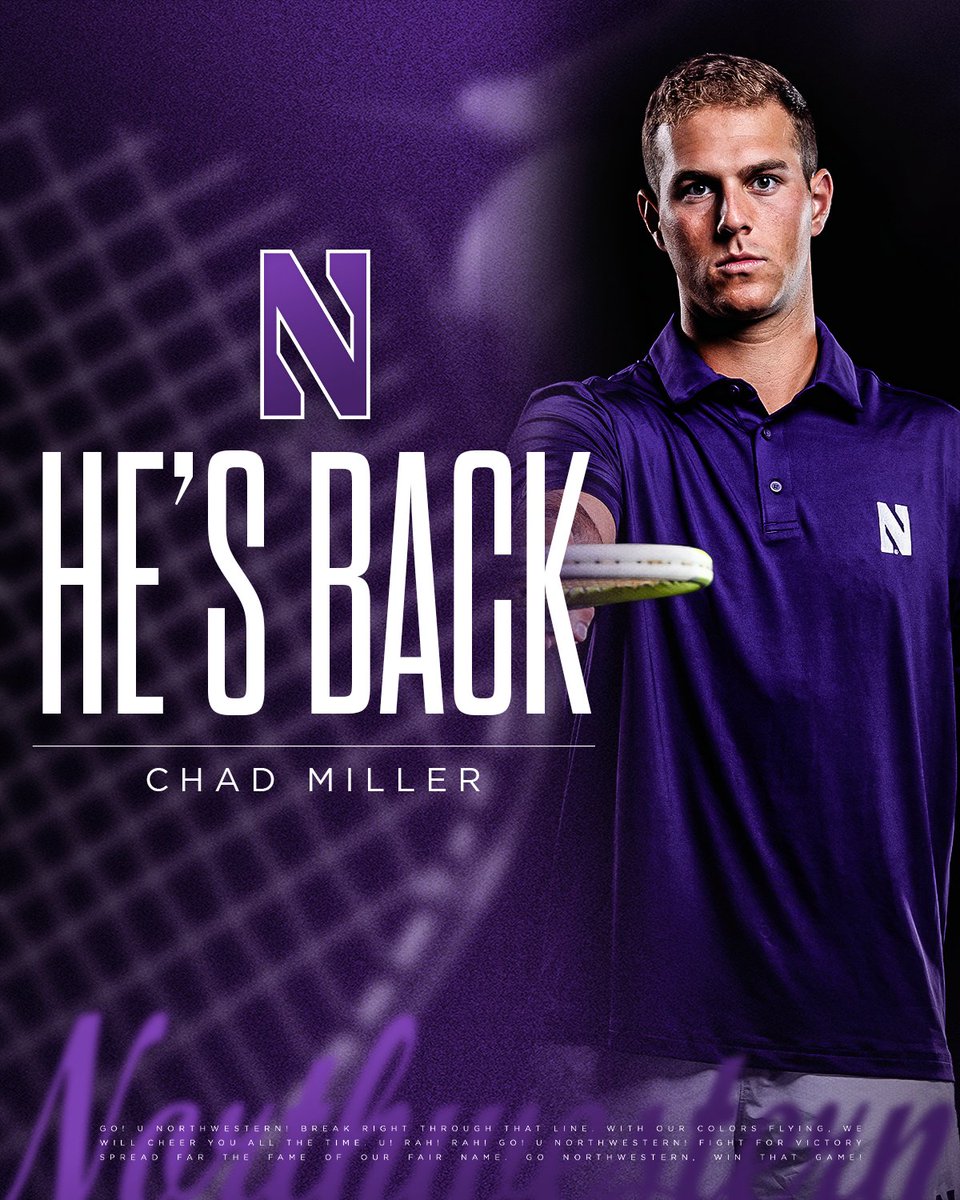 NUMensTennis's tweet photo. Not done yet‼️

Chad will return for a fifth year with the 'Cats 😼 https://t.co/5C3rXshVjK