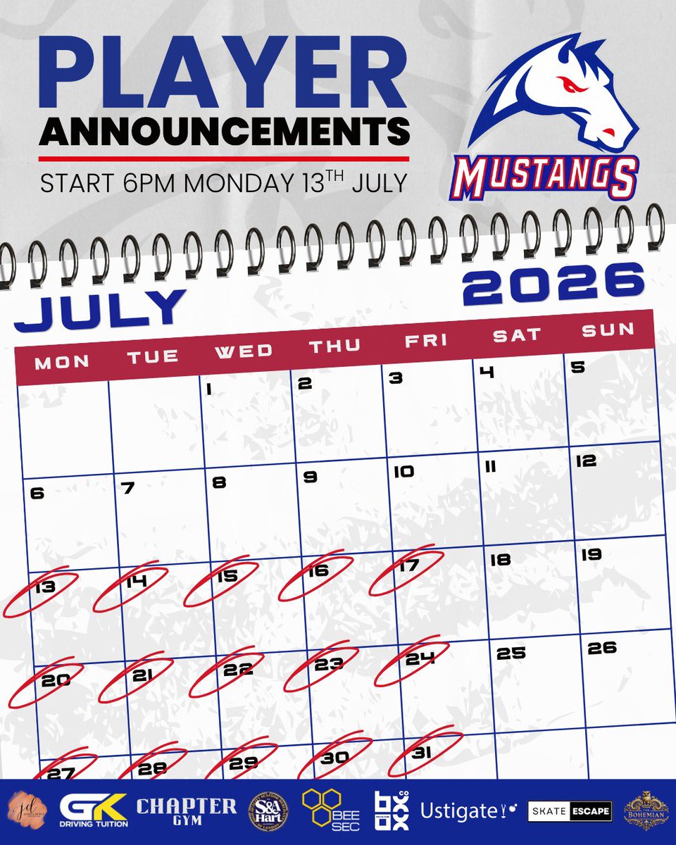 InvMustangs's tweet photo. Who’s ready for more Mustangs news? 🐎🔥

Starting next week, we’re bringing you a daily dose of player announcements every Monday to Friday! We’ve got plenty of exciting news to share, and we can’t wait to reveal who’s joining us for the season ahead. https://t.co/XAiLlmGHFF