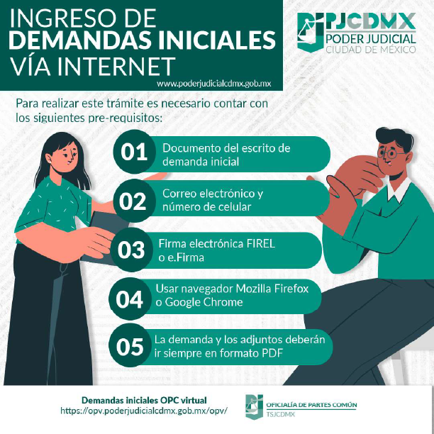 PJCDMX's tweet photo. ⚖️ El #PJCDMX cuenta con la Oficialía de Partes Virtual para ingresar demandas iniciales y escritos posteriores vía internet, de forma ágil y segura.
Consulta requisitos:
https://t.co/yJtqoKb1Qf
#CDMX #PJCDMXvirtual https://t.co/wn4ZxoqRxd