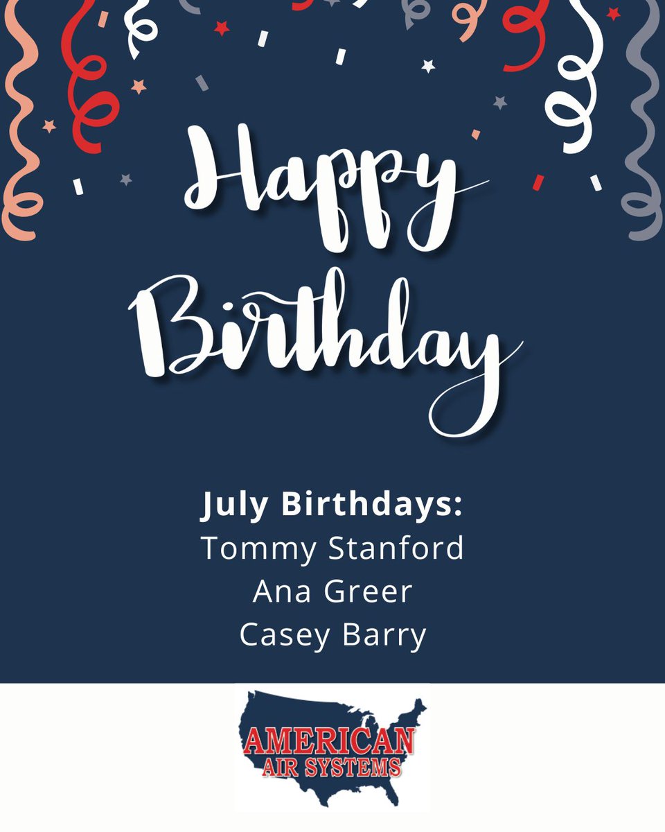 AmericanAirSys's tweet photo. Happy birthday to our amazing team members in July! Your hard work, positivity, and dedication make American Air Systems, Inc. a better place every single day. 
#JulyBirthdays #TeamCelebration #AmericanAirSystems https://t.co/6FCsCeRw4A