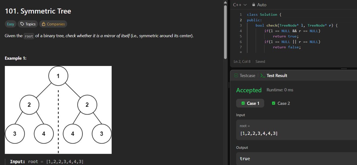 lil_meee15's tweet photo. 📅 Day 39 - #SDESheetChallenge

✅ POTD: Path Existence Queries in a Graph I

✅ Completed  problems from the Binary Trees list

@striver_79  

@takeUforward_ https://t.co/cD2DVSBGWb