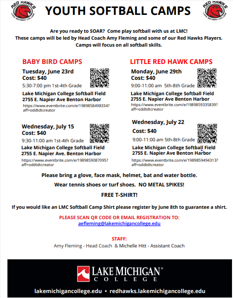 RedHawksSoftba2's tweet photo. There’s still time to sign up for our summer softball camps! We have more Baby Bird and Little Red Hawk camps in July.  Check out our Elite prospect camp in August too! Let’s Soar! #redhawkssoftball https://t.co/cxsCWEf0zc