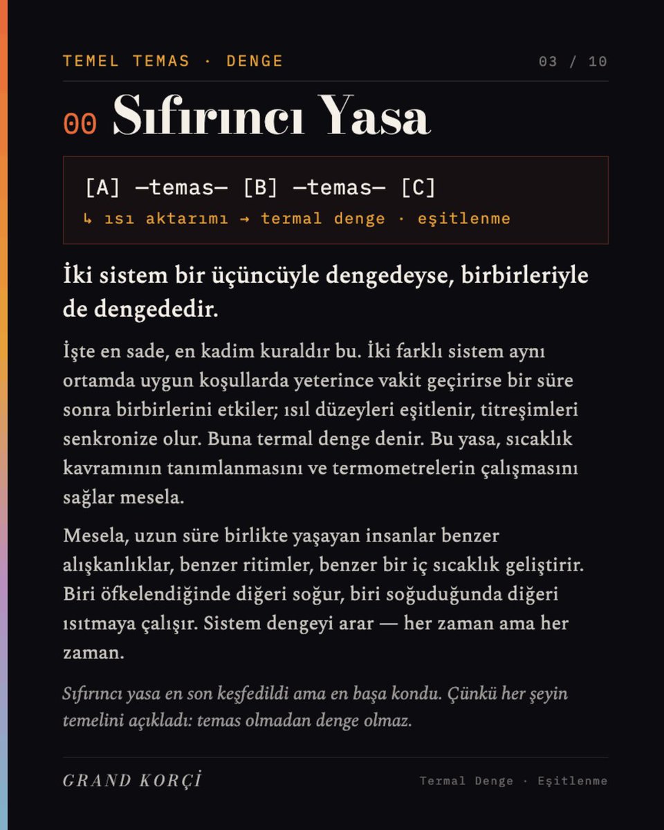 GKorci's tweet photo. Mesela neden bazı karşılaşmalar ısıtır, bazıları soğutur? Evrende düzen kurmak neden bu kadar zor, dağılmak bu kadar kolay?
Madde dünyasındaki gibi biz de, aramızdaki her şey de termodinamiğin acımasız ve katı yasalarına tabi olduğu için olabilir mi?
Enteresan işler netekim.'' https://t.co/QSRODOe0JM