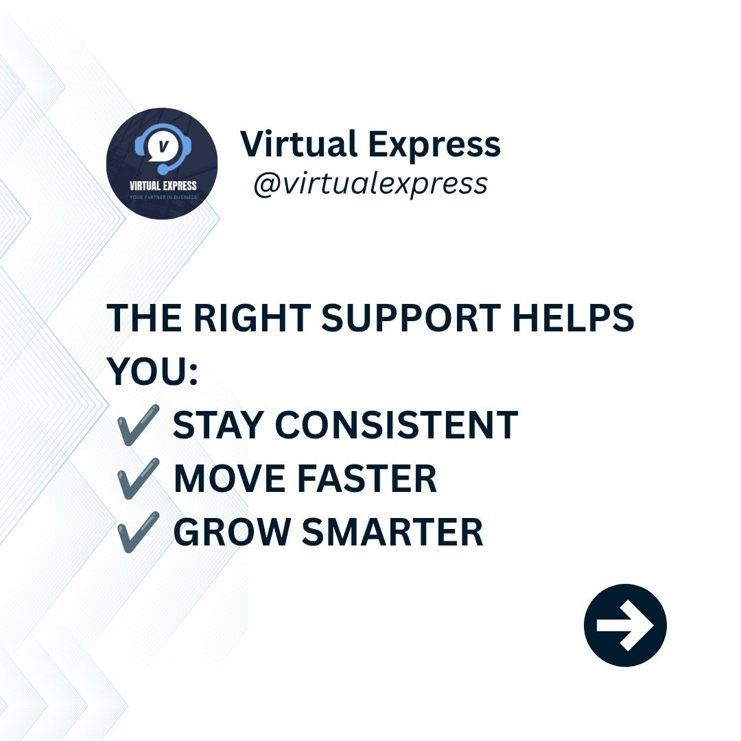 virtualexpress_'s tweet photo. Working harder isn’t the answer—working smarter is. With the right support system, you can stay consistent, improve efficiency, and scale your business faster.

Virtual Express is here to help you do exactly that. https://t.co/vYFHVEWGK4