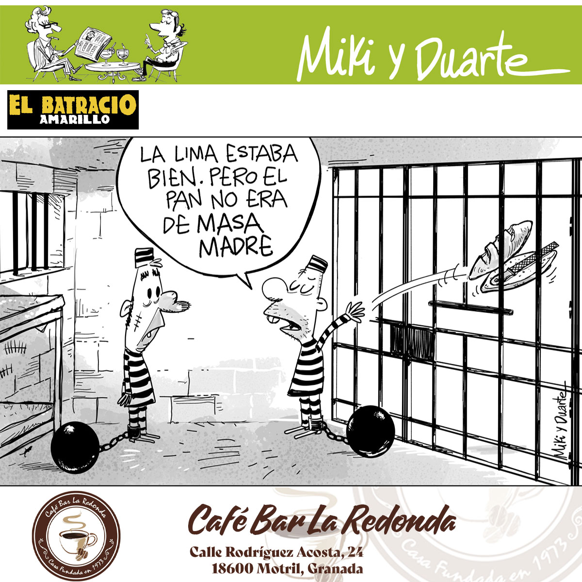 Batracio1994's tweet photo. Miki y Duarte retratan una época en la que hasta las fugas exigen reseñas gastronómicas. Porque escapar está bien, pero hacerlo sin renunciar a ciertos estándares parece aún mejor.
Y hablando de clásicos que nunca fallan, en La Redonda saben que hay cosas que mejoran con los años: el café, la conversación... y el sentido del humor.