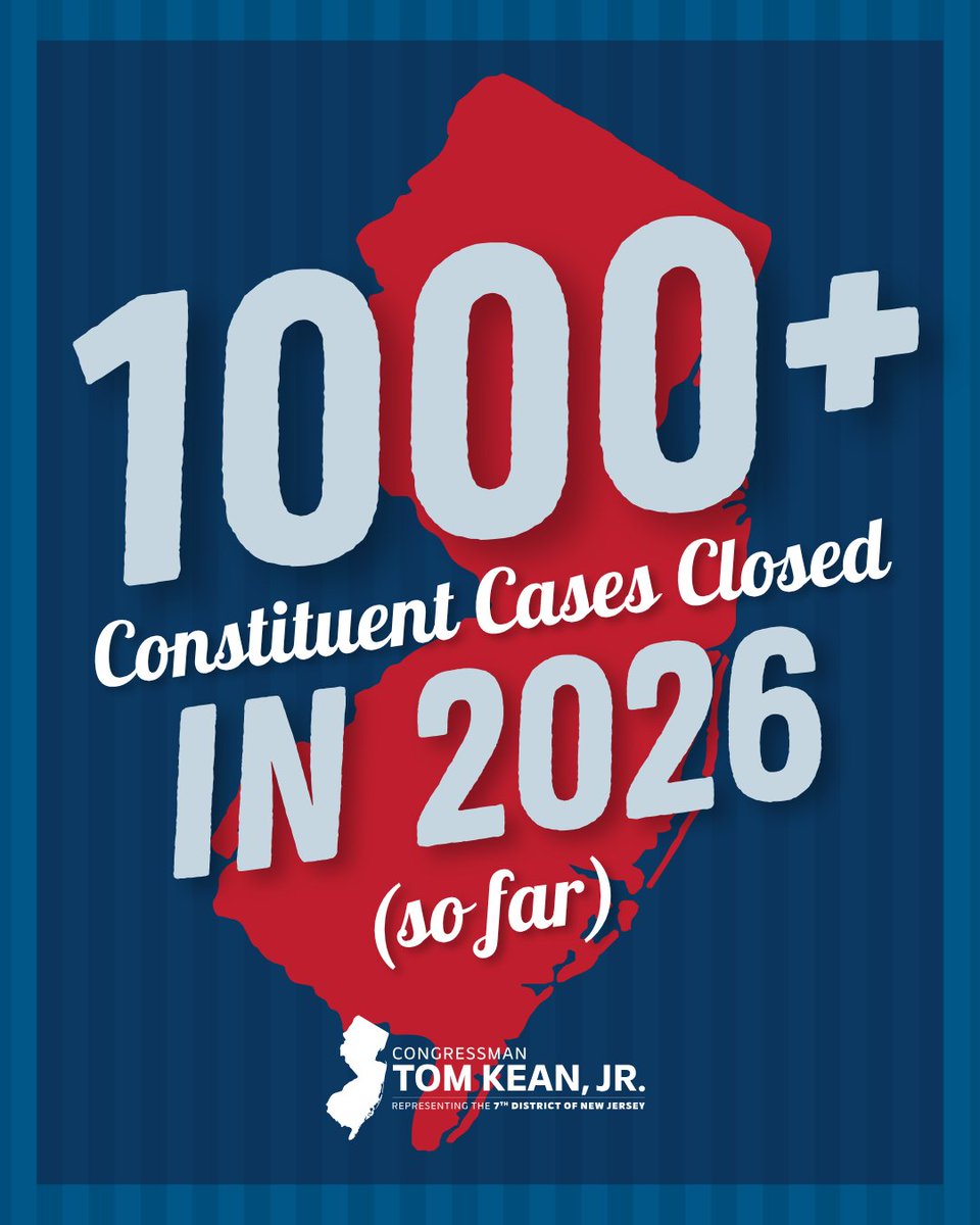 CongressmanKean's tweet photo. My casework team has closed more than 1000 cases for #NJ07 residents so far in 2026!

If you encounter difficulties with any federal agency, Team Kean can help.

To open casework online, visit https://t.co/GNBVpeVWKf https://t.co/47ApVoQcmy