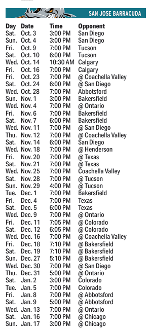 CurtisPashelka's tweet photo. #SJBarracuda 2026-27 regular season schedule https://t.co/tHHkb0TwH6