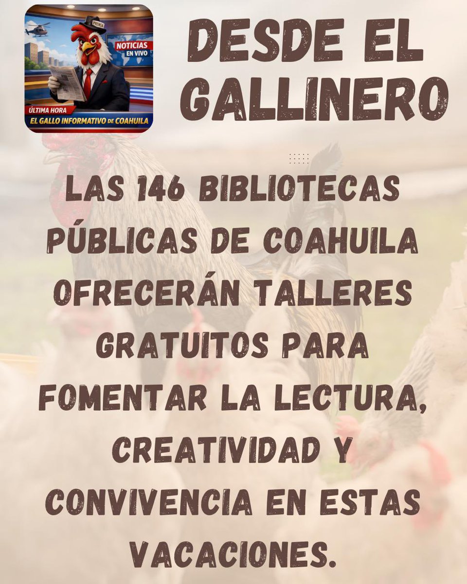 Galloinforma's tweet photo. Todas las bibliotecas públicas del estado de Coahuila se suman al proyecto y ofrecerán actividades para los niños durante el periodo vacacional. Infórmate en las bibliotecas sobre los espacios y horarios disponibles. #coahuila #bibliotecas #educacion https://t.co/SshOmPjrFi