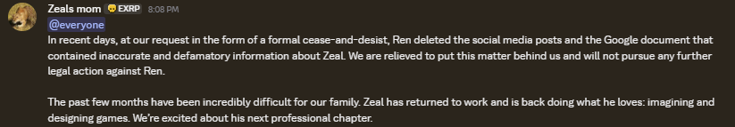 Pand3m0nium30's tweet photo. Recent announcements by Zeal's mother. https://t.co/Hk01SOwhLa