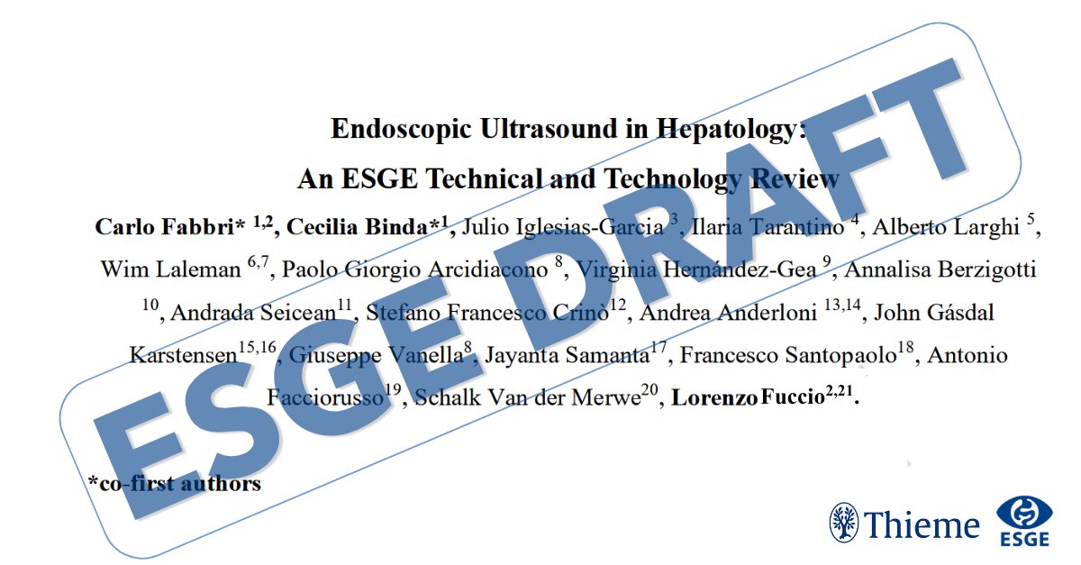 ESGE_news's tweet photo. Members: If you're passionate about EUS in Hepatology please review this paper in the membership dashboard: Endoscopic Ultrasound in Hepatology - An ESGE Technical & Technology Review by C. Fabbri, C. Binda, J. Iglesias-Garcia et al
https://t.co/xz7ZVRQCgi
Deadline: July 15, 2026 https://t.co/lR6rcVwP2J