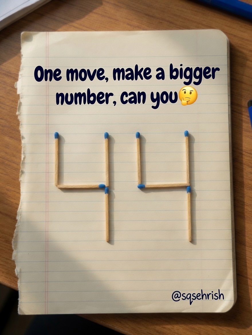 SqSehrish's tweet photo. Only clever minds can make a bigger number with one single move

Can you 🤔 https://t.co/OAaJrGhPJ6