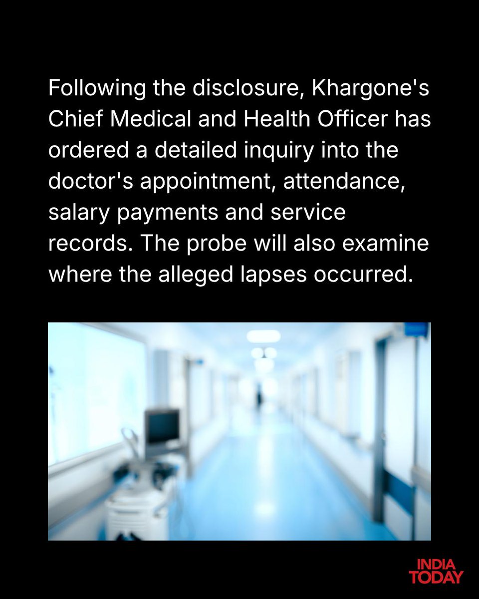 IndiaToday's tweet photo. A Rs 5,000 bribery case has snowballed into a larger controversy in Madhya Pradesh after a contractual doctor was allegedly found posted in three districts at the same time. Authorities are now probing appointment, attendance and salary records.

#MadhyaPradesh #Bribery #Healthcare #Corruption #Doctor