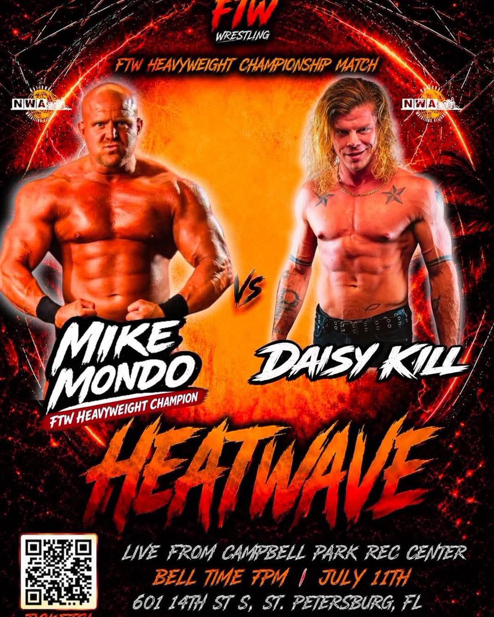 TheMikeMondo's tweet photo. This Saturday I make my first OFFICIAL FTW Heavyweight title defense against non other than Daaaaaiisssyyy Kill!! My track record speaks for itself @DaisyKillNWA & you’re gonna find out exactly why I’m the “Human Gut Checkin Machine!” Come see all your favorite @nwa & @ftwwrestling stars this Saturday for HEATWAVE! 🎟️ available at https://t.co/bFzgKbxaXj

#gutchecktime #nationalchamp #ftwheavyweightchamp #nwa #ftw