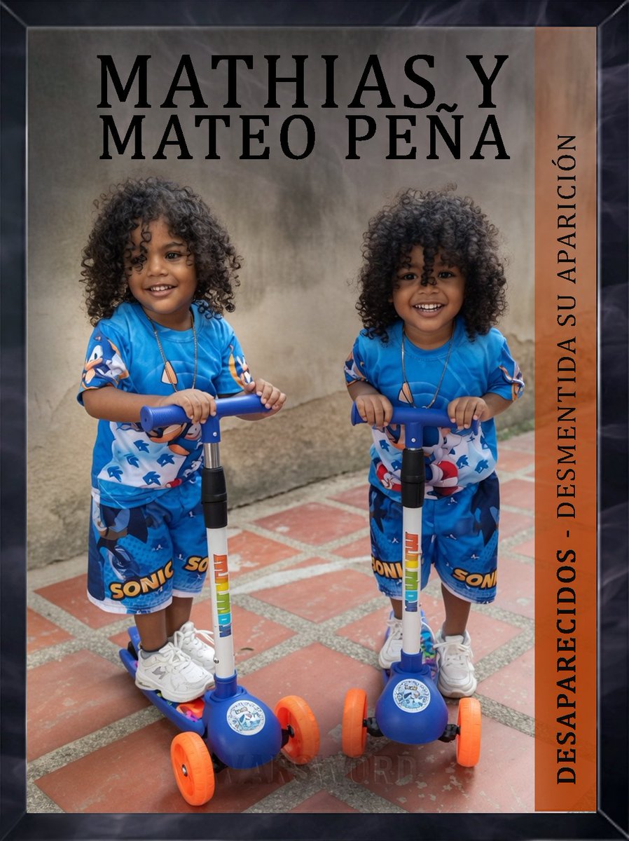 WarSword__'s tweet photo. #Desaparecidos 𝐋𝐚𝐦𝐞𝐧𝐭𝐚𝐦𝐨𝐬 𝐢𝐧𝐟𝐨𝐫𝐦𝐚𝐫 que los gemelos Matías y Mateo Peña no han aparecido. Su padre, Luis Peña, desmintió esta información. https://t.co/uBftAaazWo