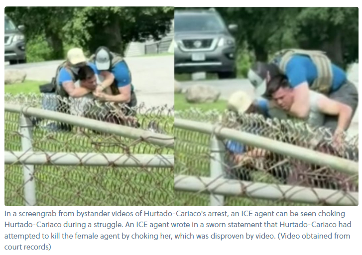 ReichlinMelnick's tweet photo. Remember, just last week it came out in court that ICE outright invented a fake murder attempt on one of their officers and tried to send a man to prison for decades on claims he choked an agent, even though THEY were the ones who actually put the guy in a chokehold! https://t.co/2uvumkEZdc