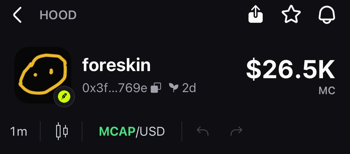 spil8x's tweet photo. AMA buying back my foreskin on the Robinhood block chain

$foreskin

Simple meme makes most sense on hood. Is this gonna be the buttcoin/testiclecoin on Robinhood? https://t.co/IOqutIgVlm