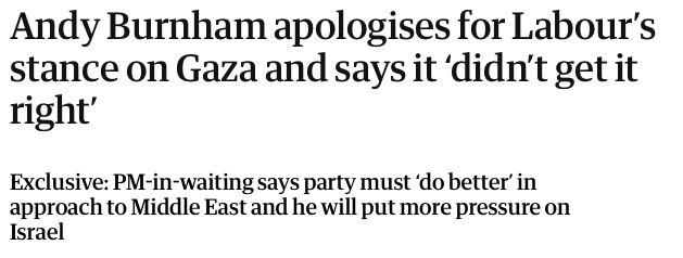 thisisyourparty's tweet photo. Andy Burnham has said Labour got it wrong on Gaza, but people want action, not words.

Will Burnham support a public inquiry into British involvement in the Gaza genocide, as Your Party and Jeremy Corbyn have called for?

Palestinians deserve justice. Sign our petition.👇 https://t.co/8y659BeMS4