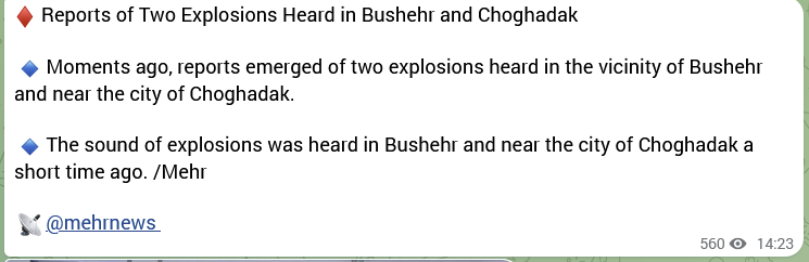 lookner's tweet photo. New explosions reported in Iran https://t.co/Ab2PADJDzs