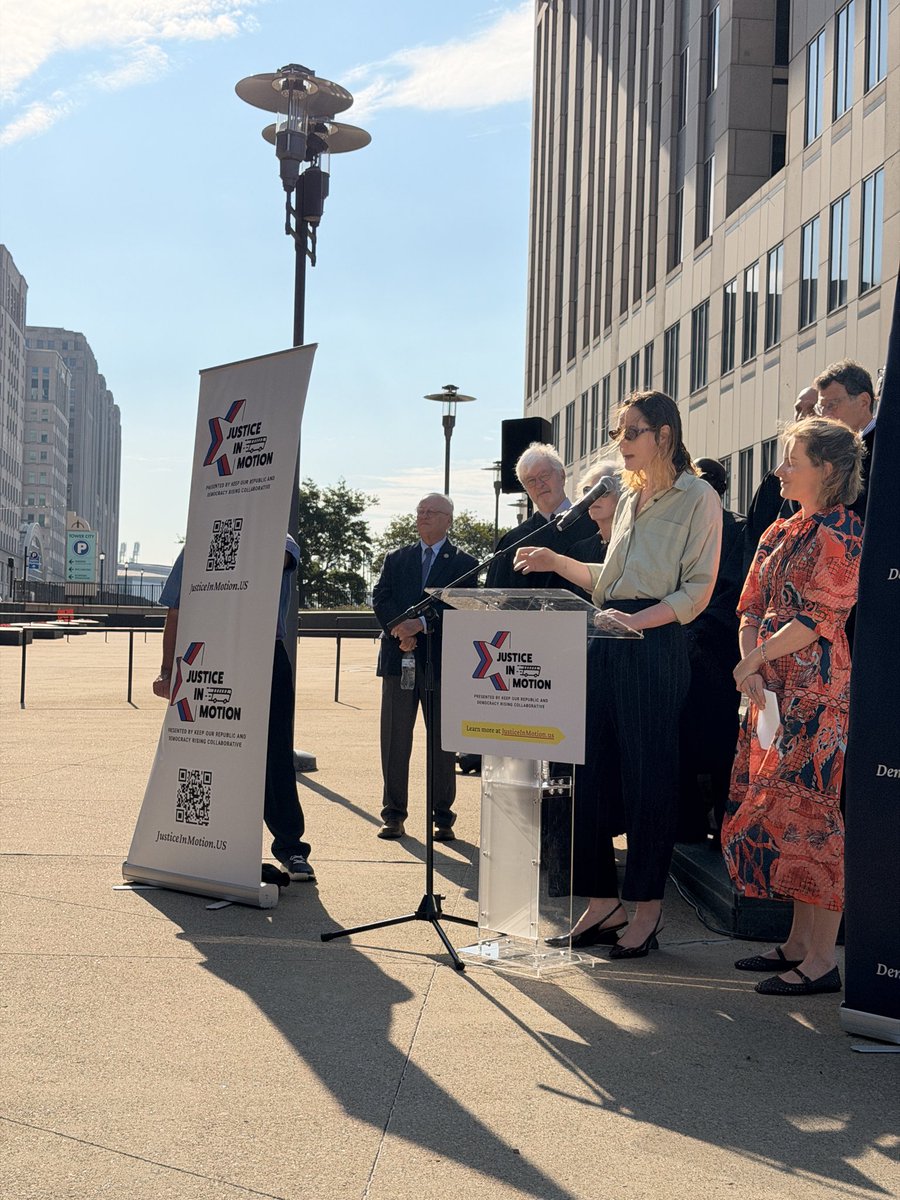 keep_republic's tweet photo. 📍Justice In Motion Day 3 Cleveland 

Kicked off the day with a press conference at the fed courthouse . Our speakers come from all ends of the political spectrum, but stand united in their commitment to the rule of law and independent judiciary. #ruleoflaw #justiceinmotion https://t.co/kXaHgHAoCZ