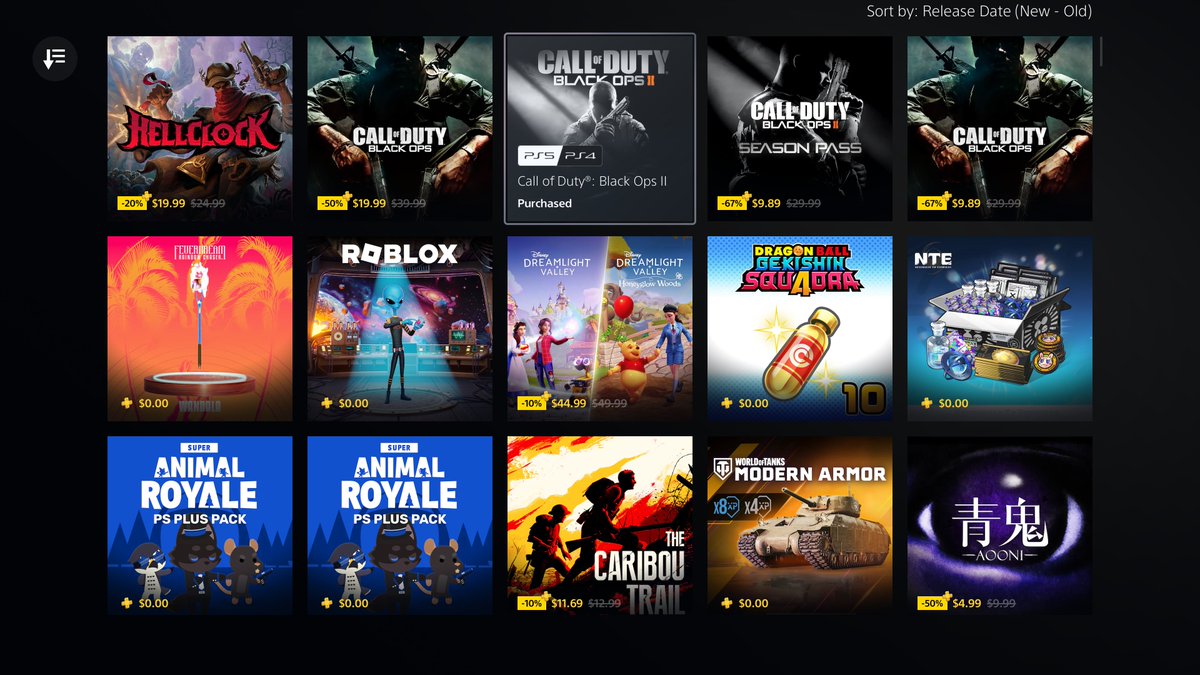 AceAdz_'s tweet photo. BO1 &amp; BO2 ports are out on PS4/5

Heres what we know:
TO OBTAIN GO TO -> PS Store > Deals > All Deals > Release Date (New-Old)
-> All camos Are free in the DLC packs
-> Emblem Editor is still alive
-> Playercount broken
-> All personalization DLCs free
-> few playlists https://t.co/PsoOlXz3MK