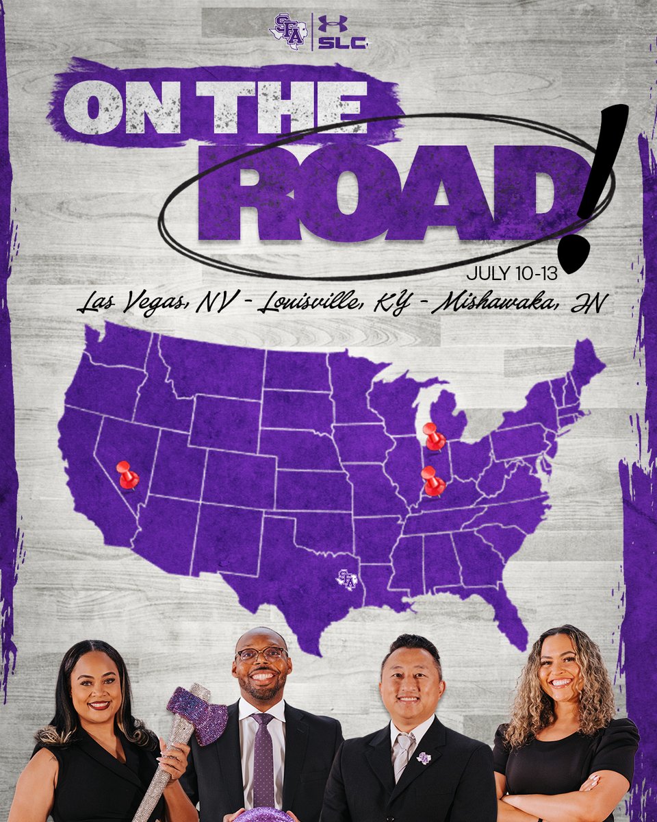 SFAWBB's tweet photo. On the road with Coach J, Coach Bishop, Coach Yang and Coach Lex ✈️

#AxeEm x #BeU https://t.co/yhBR2cN5Cl