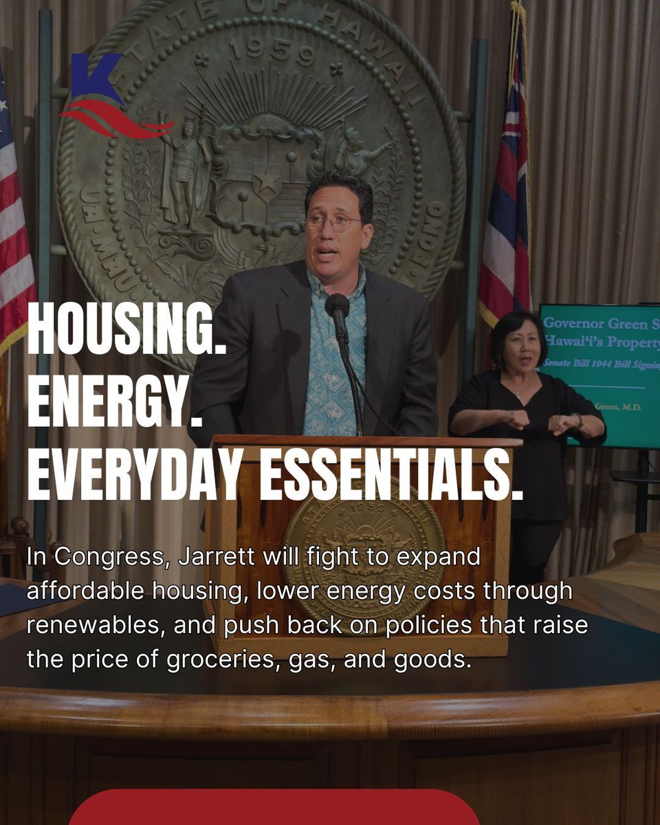 Jarrettforhi's tweet photo. Jarrett is running for Congress to address the cost of living crisis with real solutions: more affordable housing, cheaper renewable energy, and pushing back on policies that drive up everyday costs. He's about keeping local families here and building a future for our keiki. https://t.co/TgcRvkMWO5